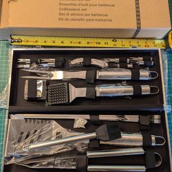Grilljoy 20-Piece Stainless Steel BBQ Tool Set w/ Aluminum Carrying Case – BRAND NEW!