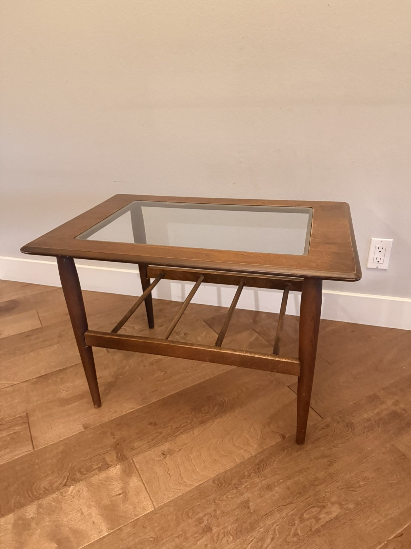Mid Century Wood Glass End Table