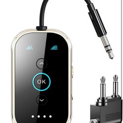 Ultra Bluetooth 5.4 Transmitter Receiver - CNC Aluminum & Ceramic Glass | Dual Link for 2 AirPods/Headphones | aptX Adaptive/HD Audio | Wireless Trans