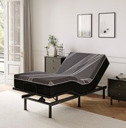 Twin XL Adjustable Bed Frame + 12 Inch Gel Memory Foam Mattress Wireless Remote,
