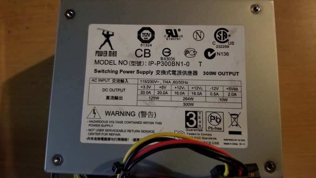 Power Man 300w Power Supply ATX Desktop Computer