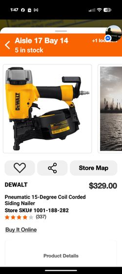 DEWALT Pneumatic 15-Degree Coil Siding Nailer