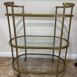 3 Tier Glass Bronze Bar Cart