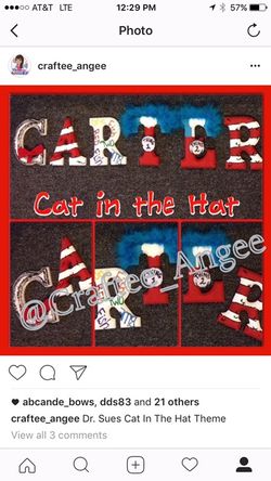 Cat in the hat painted wood letters