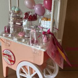 “Oh So Sweet” Rolling Dessert Cart Playset – 38 Pc – 18″ Doll Accessory Set