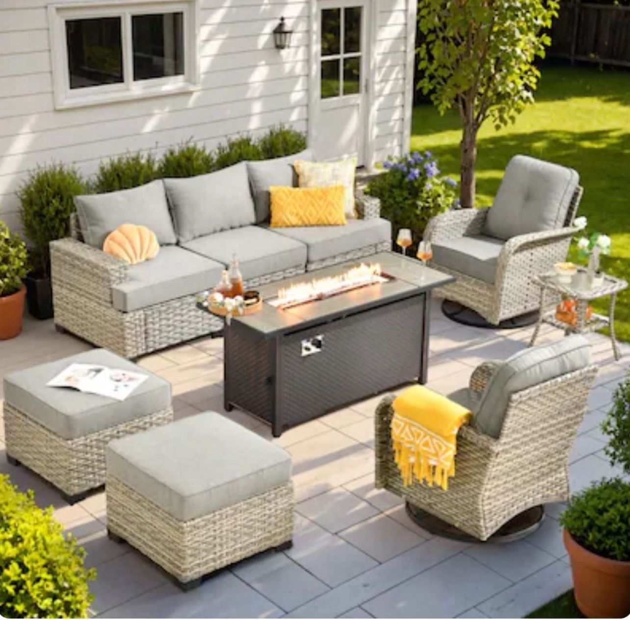 Brand New Patio Outdoor Furniture Set With Fire Pit 