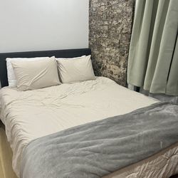 Selling Queen Bed, Mattress, Desk And Chair 