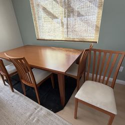 Vintage Solid Wood Dining Table & 4 Chairs