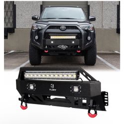 Brand new sealed in the box Front Bumper Black Compatible with 2010-2021 4Runner Steel Front Bumper W/Winch Plate+LED Lights+D-Rings (D495)