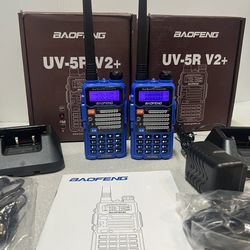 2 X BAOFENG UV-5R V2+ 5W 128CH dual band Two Way Radios-BLUE