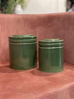 Like New- Furio Home Green Ceramic Canisters
