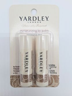 New Yardley London Naturally Inspired Lip Balm Coconut & Pear 2 Pack .30 oz.