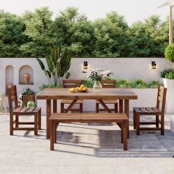 U_Style High-quality Acacia Wood Outdoor Table and Chair Set, Suitable for Patio, Balcony, Backyard(old sku:WY000396AAE)