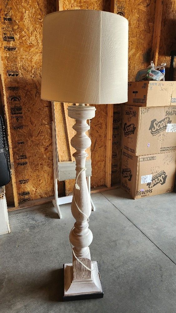 White Beige Tall Lamp