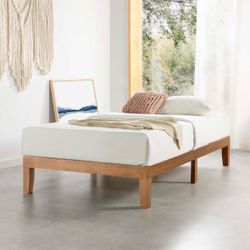 New, Unopened - Solid Wood Platform Bed Frame with Slats, Twin XL
