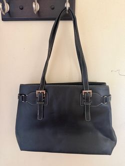 Tignanello Black Leather Tote Bag