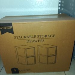 Stackable Storage Drawers 4 Piece Set