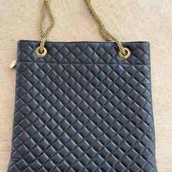 Clare V Delphine Black Quilted Leather Bag Purse Tote