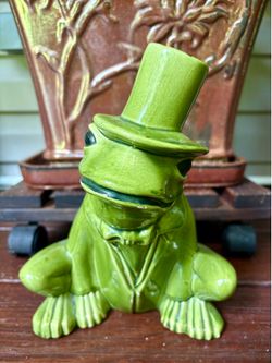 Vintage Anrnel’s Ceramic “Dapper Tuxedo Frog" Planter