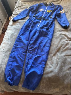 Adult Blue Astronaut Costume - Zip-Up Jumpsuit with Patches - Size L