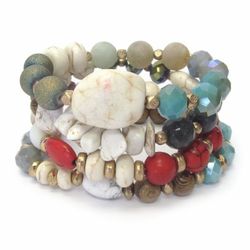 *NEW ARRIVAL* Semi Precious Stone and Mix Bead Stretch Bracelet Set *See My Other 500 Items*