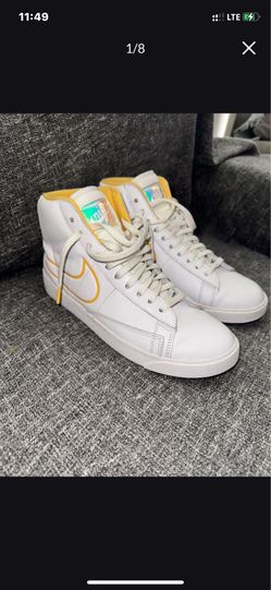 Nike Blazer Mid High Top Sneakers White Yellow Women's Size 8