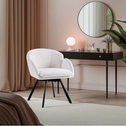 Swivel Accent Chair, Flower Chenille Armchair, Vanity Chair Side Chair with 360-Degree Swivel Base and Seat Cushion for Living Room/Bedroom/Home Offic