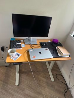 Electric Standing Desk with Wood Top