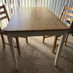 IKEA LERHAMN Dining Table with 2 Chairs – Good Condition