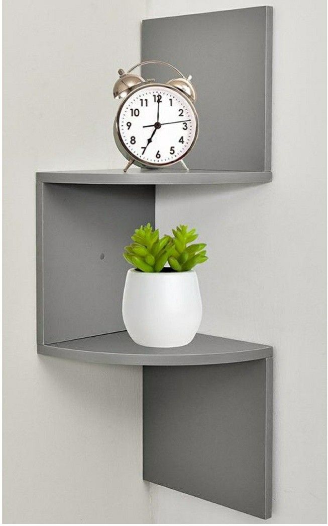 Zigzag Design 2 Tier Corner Floating Shelf for Home Living Room