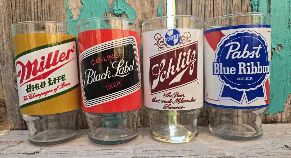 Vintage Set Of 4 Beer Glasses