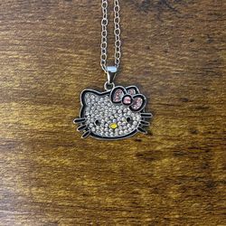 1 Piece Cute Hello Kitty Bling Pendant Necklace And Chain