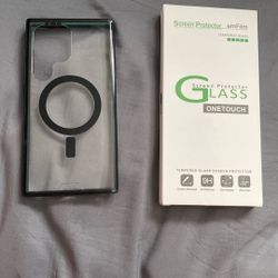 Glass Screen protector + Samsung  S24 Ultra Case (MOUS) Bundle