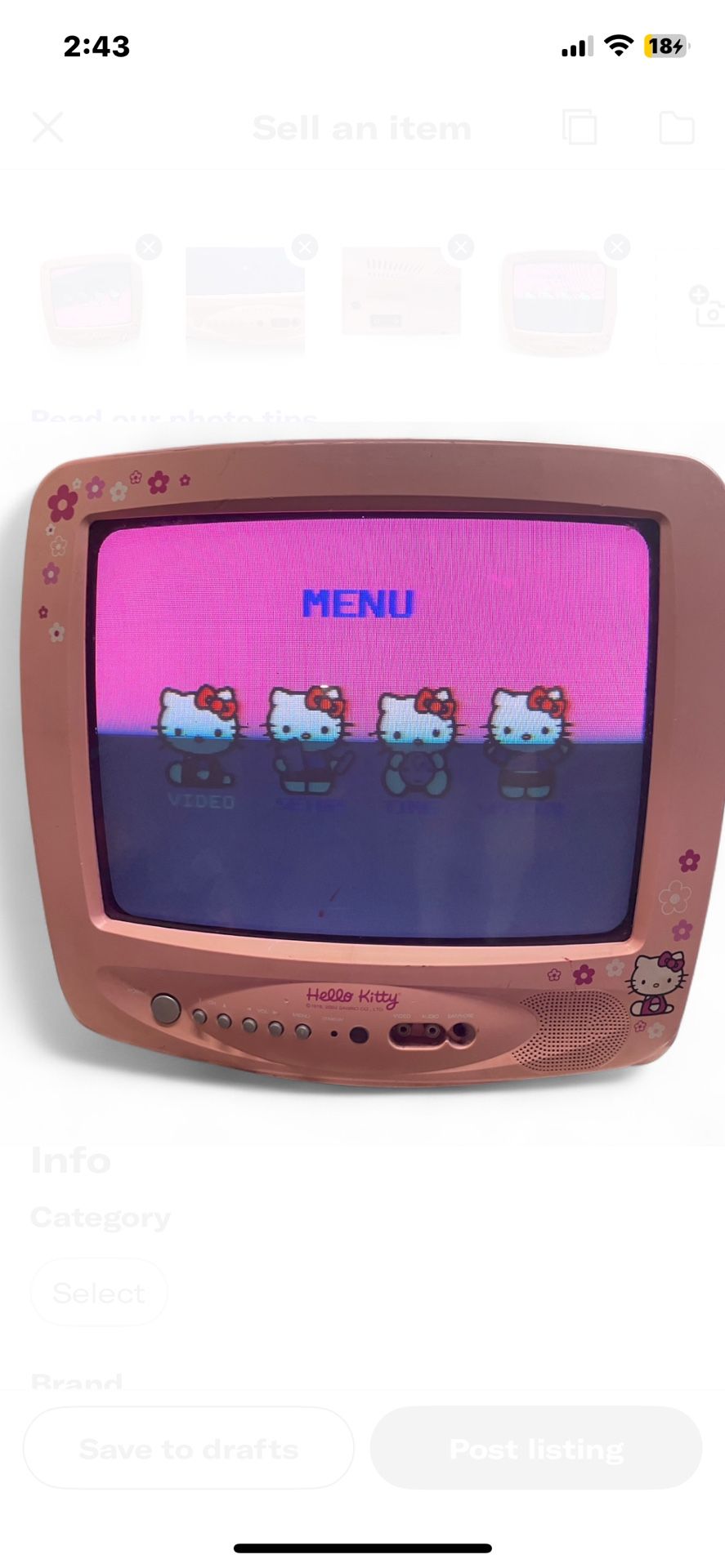 Vintage 2003 Pink Hello Kitty Box TV 