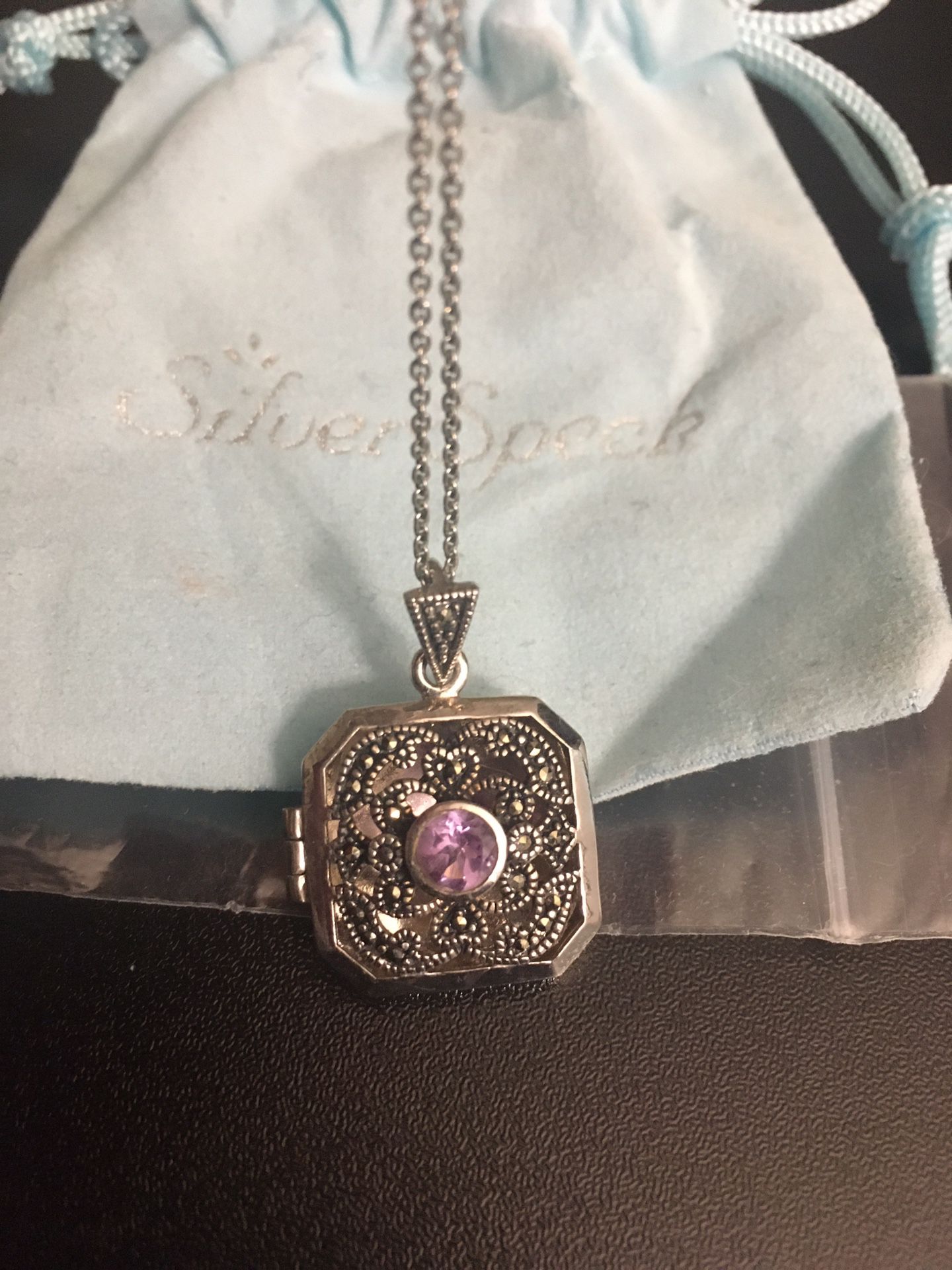 Antique Amethyst Locket Sterling Silver 16” Chain Pendant Necklace ($55 OBO, Priceless!!)