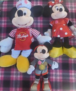 Vintage Mickey and Minnie Collectible Plush Stuffed Animals