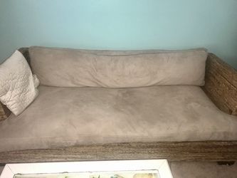 Wicker custom made couch set nude color