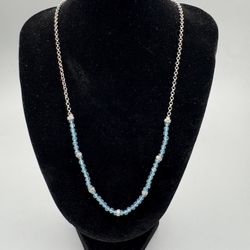 Sky Blue Topaz 13 ctw, Platinum bond 18-20” Necklace 