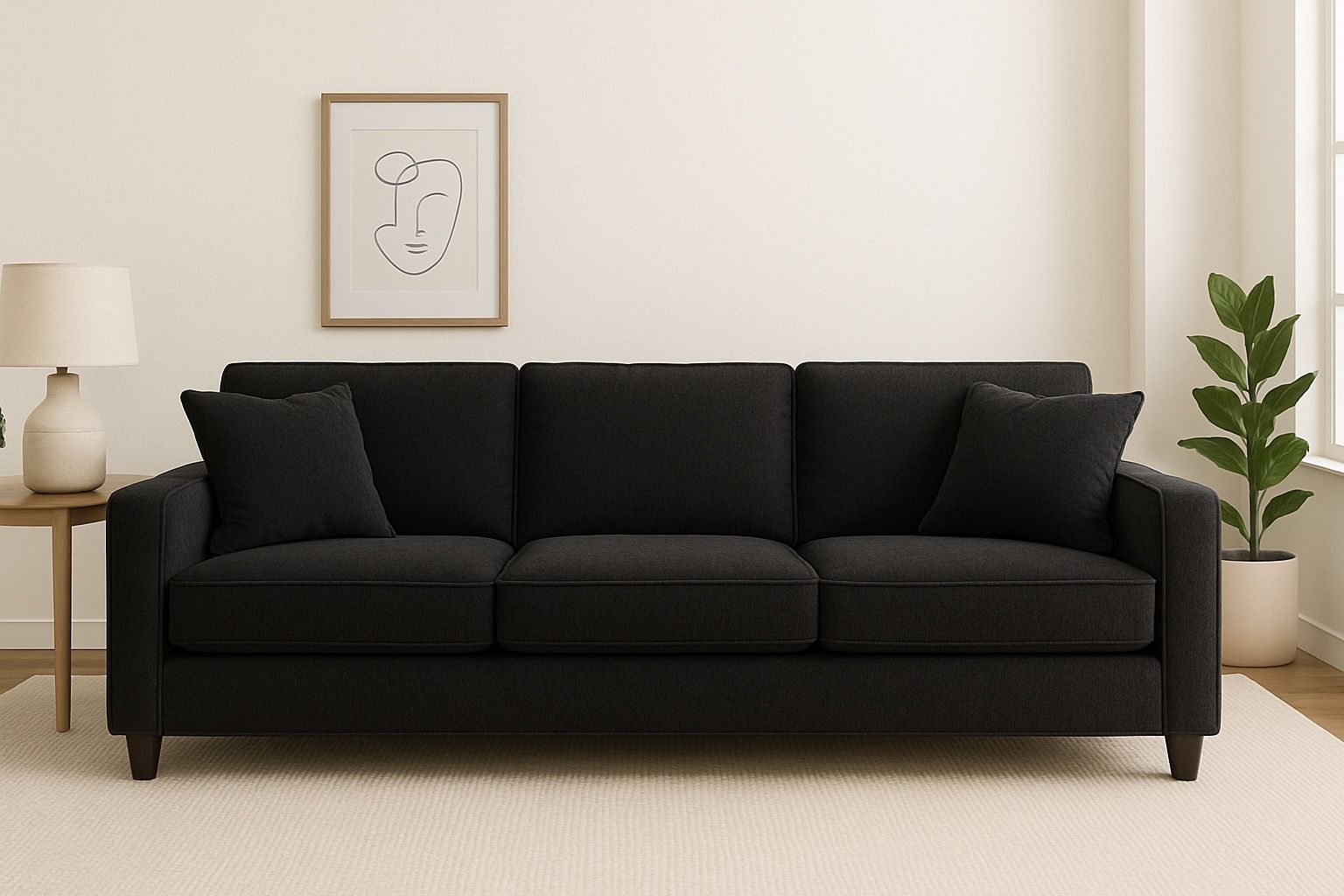 Jonathan Louis Estate Sofa – Charcoal Teddy Slate Fabric – 3‑Seat Couch – Lightly Used
