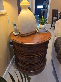 Cool Drum Side table with 3 drawers.