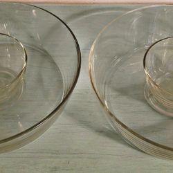 2 Glass Chip & Dip Bowls
