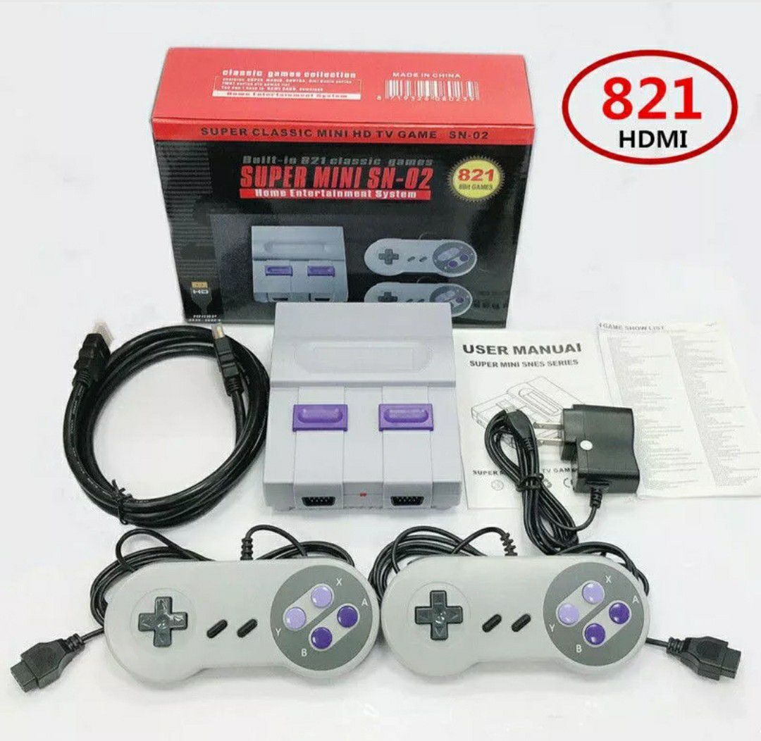 Mini Classic Console With HDMI Output - 821 Built-In Super Nintendo Games