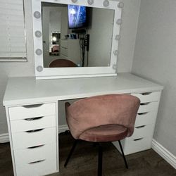 Makeup Vanity Set | Desk, Mirror, Chair