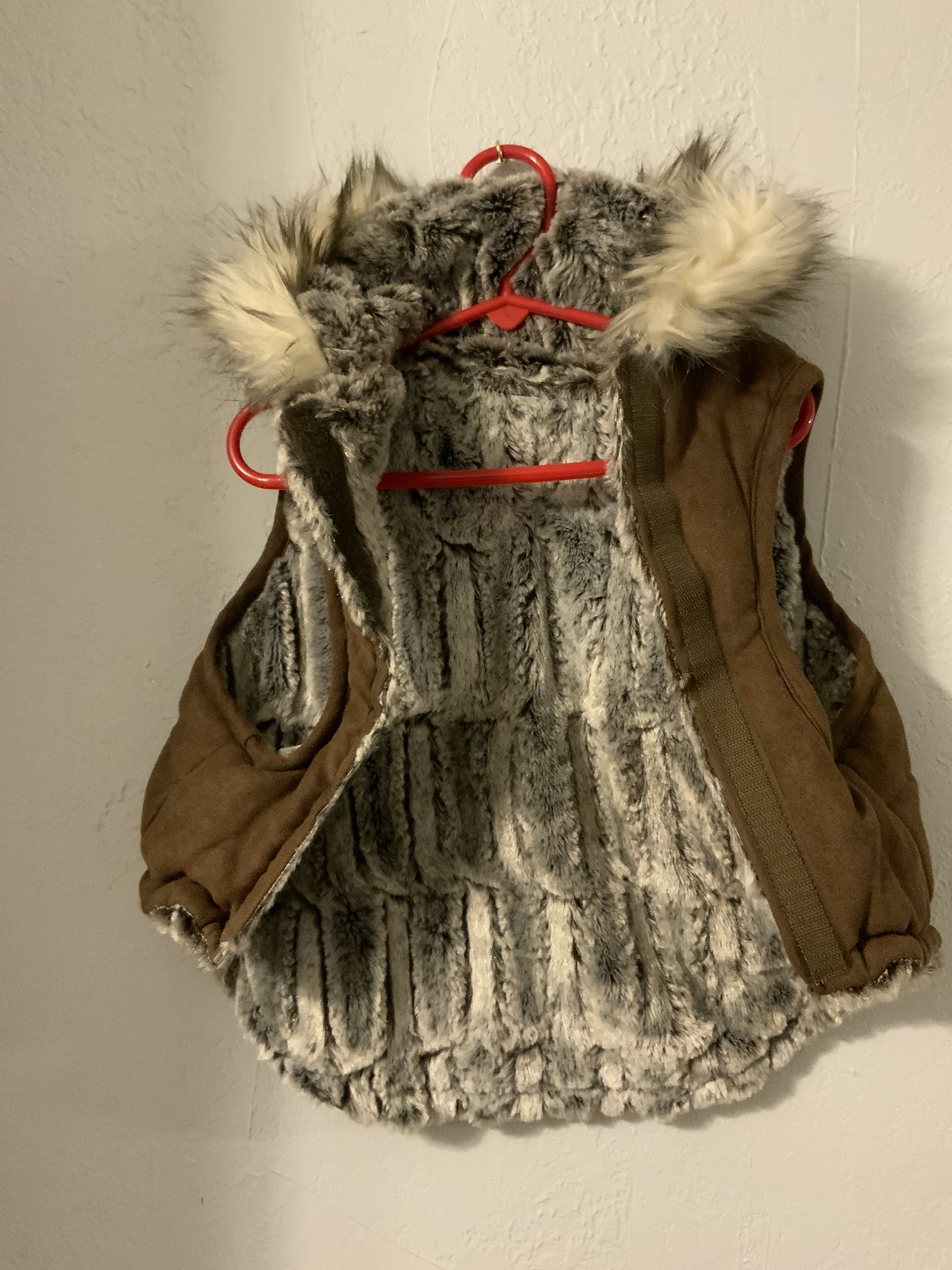 Dog Coat Size L. New! Hooded Faux Fur and Suede