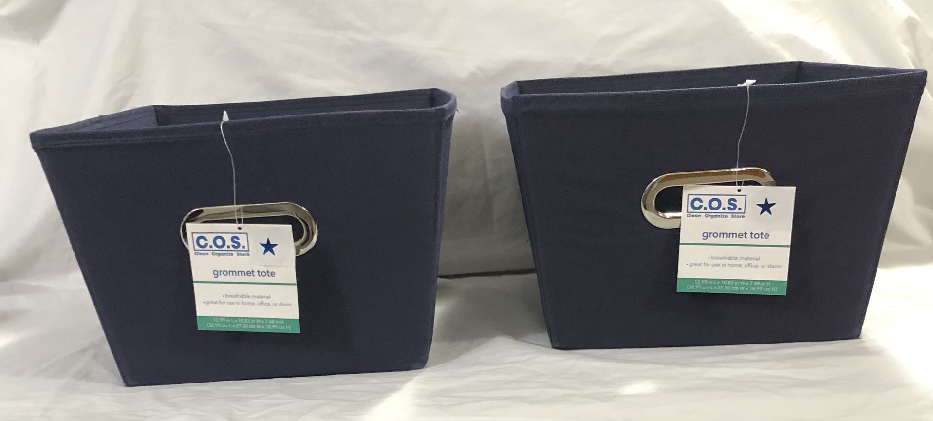 2pcs Storage Bins navy blue . Size 12.99”L x10.83”W x 7.48”H
