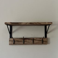 Hanging Coat Rack w Shelf 