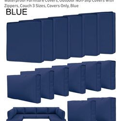 14 Pcs Outdoor Patio Cushion Covers (Blue)(Pick up by Morton College)