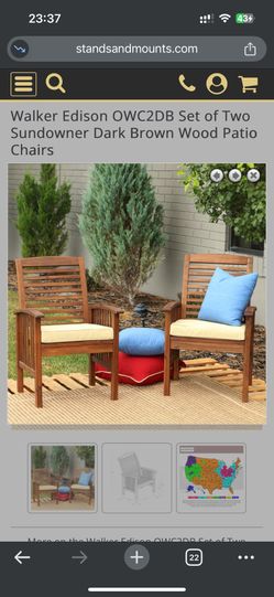 WALKER EDISON WOOD PATIO CHAIRS (2)