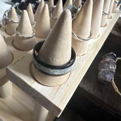 Men’s Sz 11 Tungsten Steel Ring With Resin In Lay - New