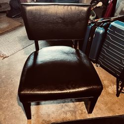 Black Leather Chair And Ottoman Foot Rest 